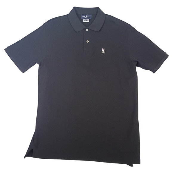 Psycho Bunny Mens Black Short Sleeve Polo Shirt Bunny Logo Size 8 Pima 2XL - Picture 2 of 12